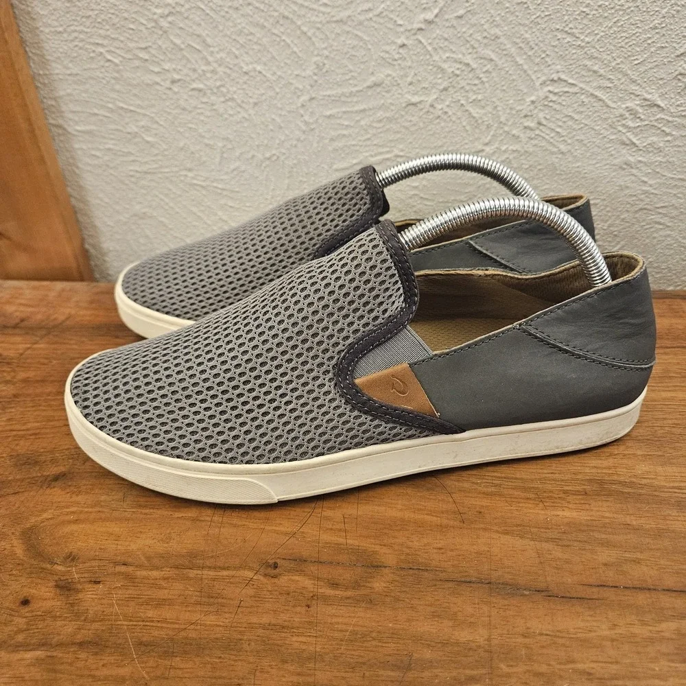 OluKai Pehuea Slip On Sneaker Womens Size 11‎ Gray Perforated Mesh Beach